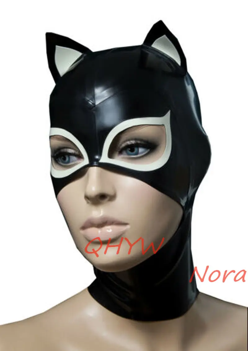 

Sexy Handmade Latex Face Mask Female Exotic Latex Full Breath Hoods Mask with Ears Cekc Lingerie Uniform Anime Cosplay Costume