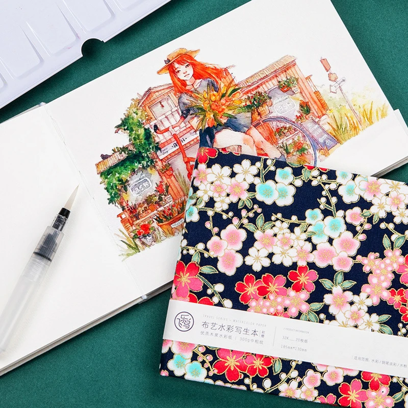 

Japan 300g Cotton Watercolor Paper Drawing Book 185x130mm Hot Stamping Sketchbook Painting Travel Hand Book Sketch Pad