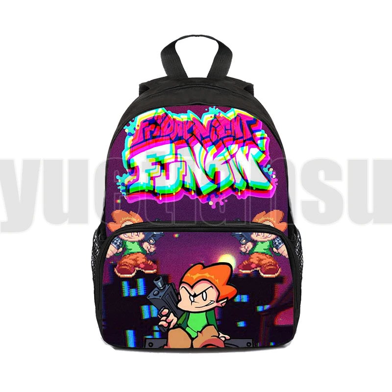 

3D Hot Game Anime Friday Night Funkin Backpack Children 12/16 Inch Canvas Mini Bag Kindergarten Back To School Bookbag Kids Bag