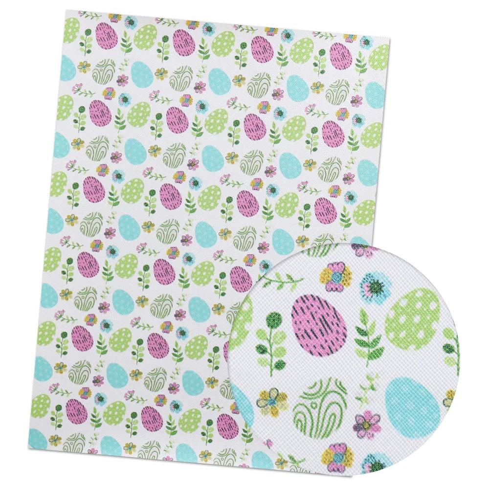 03 IBOWS 22*30 см, 1 шт., Пасхальная искусственная синтетическая кожа для рукоделия, ткань с принтом яиц, товары ручной работы, самодельные банты для волос, украшение для дома - Цвет: 03