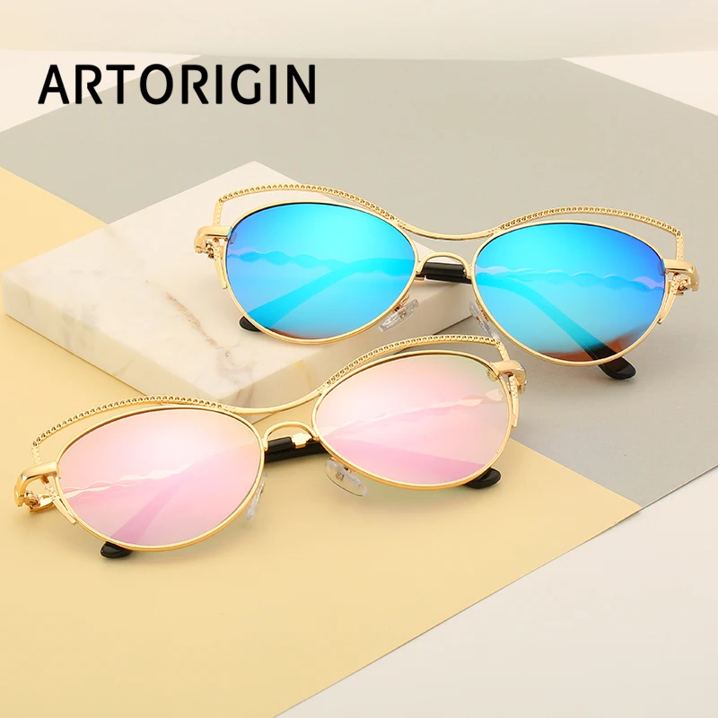 

New Vintage Cat Eye Sunglasses for Women Quality Cateyes Metal Sun Glasses Coating Mirror Shades Oculos Gafas UV400