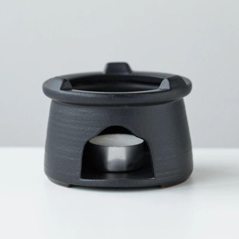 Estufa de t&eacute; de estilo japon&eacute;s con preservaci&oacute;n del calor, calentador de vela negra, tetera de cer&aacute;mica de Ceremonia de t&eacute; de Kung Fu-4