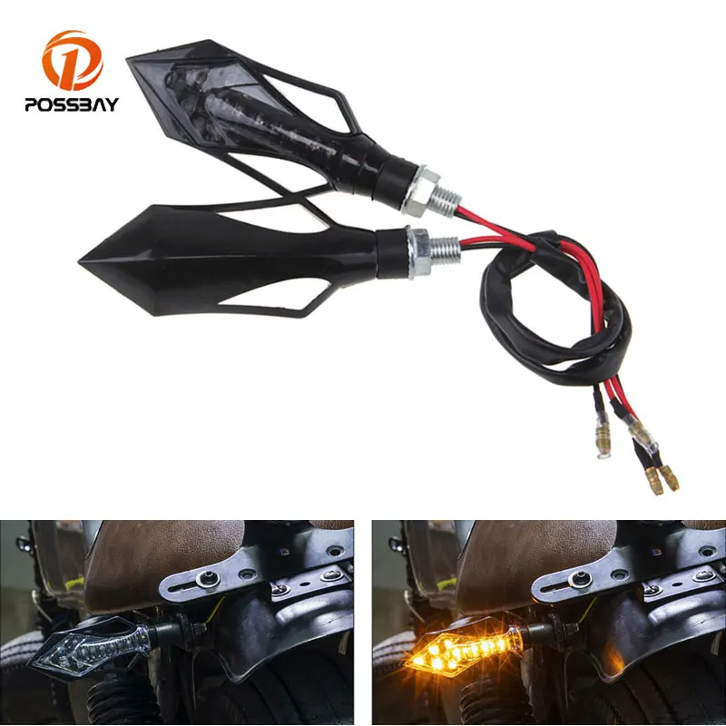 

9 Blubs 2 pcs LED 10mm Motorcycle Turn Signals Light Tail Flasher Blinker Bendable 12 V Universal Amber Plastic Indicators Lamp