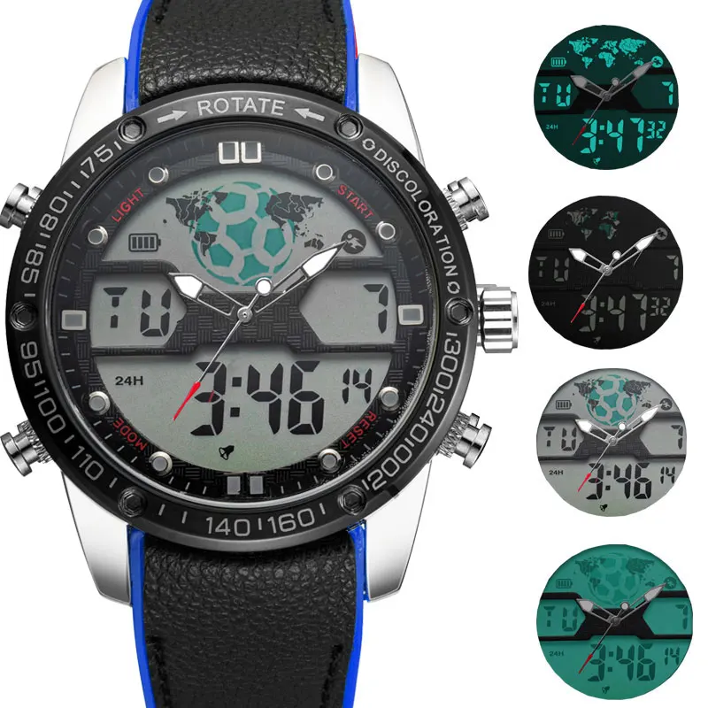 Часы наручные BOAMIGO Мужские кварцевые, спортивные светодиодные электронные цифровые аналоговые, водонепроницаемые в стиле милитари