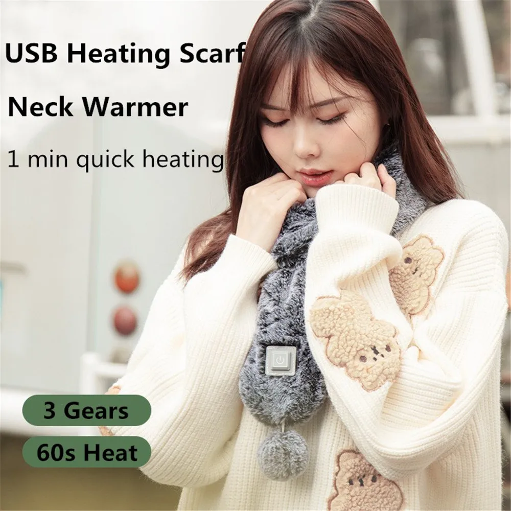 

Graphene Heat Warm Usb Rechargeable Electric Heaters Plush Shawl Neck Guard And Neck Warmth Artifact Heating Scarf