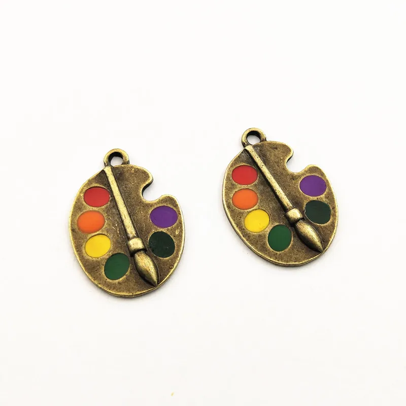 Яркая художественная Палитра 10 шт. Подвески 25x18 мм с бронзовым покрытием Античные