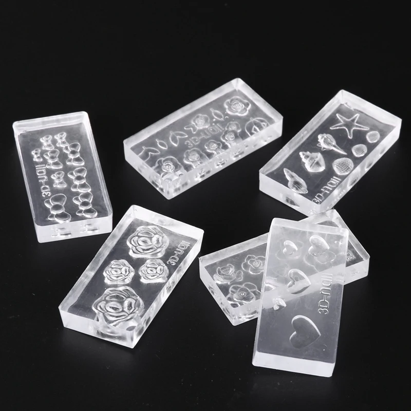 6Pcs 3D Mold For Nail Art Decorations Diy Design Silicone Templates Pattern Manicure Beauty Nails | Красота и здоровье