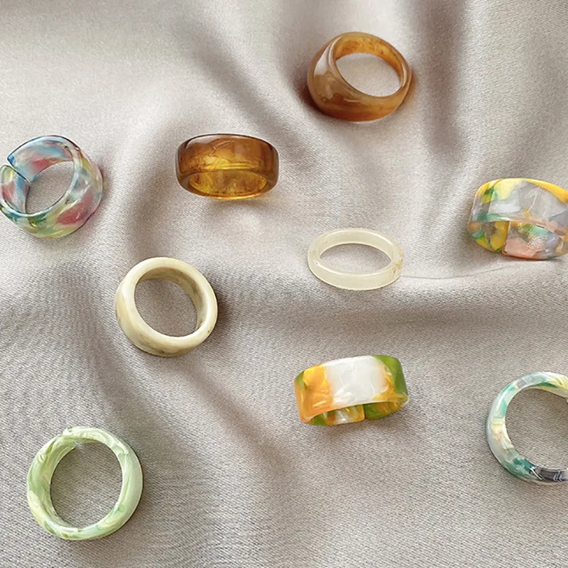4-5 шт./компл. Ретро модное акриловое кольцо на палец в стиле ретро для женщин и