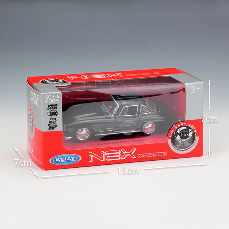 Welly 1:36 оригинальная коробка Mercedes 300SL Coupe Black Pull Back модель автомобиля под давлением