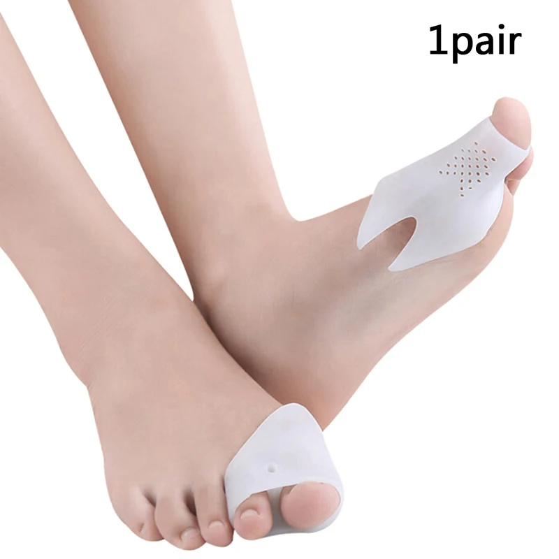 

1Pair Feet Care Soft Silicone Gel Foot Fingers Two Hole Toe Separator Thumb Valgus Protector Bunion Adjuster Hallux Valgus Guard