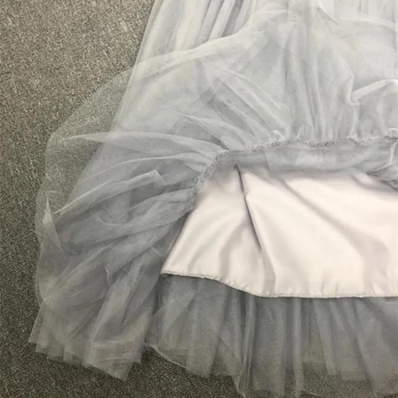 Женская сетчатая юбка пачка однотонная черная или белая макси с поясом на