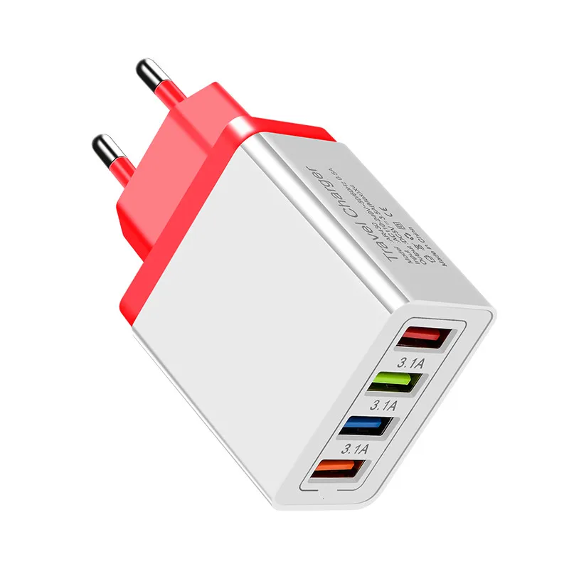 CinkeyPro 4-Порты USB Зарядное устройство для samsung iPhone huawei стены мобильного телефона 5 V/3.5A Универсальный адаптер быстрой зарядки - Тип штекера: 4 Ports Red