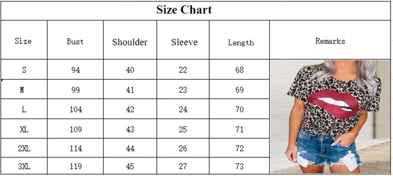 

Sexy Red Lip Print Leopard Women T-Shirt O-Neck Short Sleeve Casual Loose Plus Size Tshirt Fashion Summer Street Tee Tops