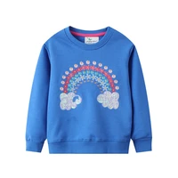 jumping meters autumn winter girls sweatshirts rainbow embroidery cotton baby clothes long sleeve sweaters kids hooded shirts