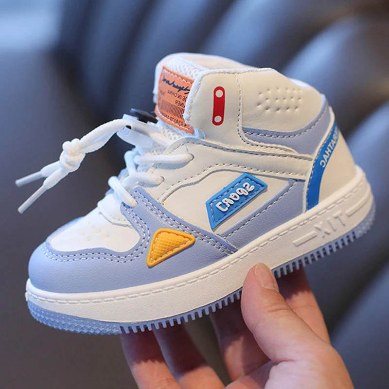 2021 Autumn Girls Casual Shoes Baby High-top Basketball Running Shoes Boys Breathable Sports Sneakers