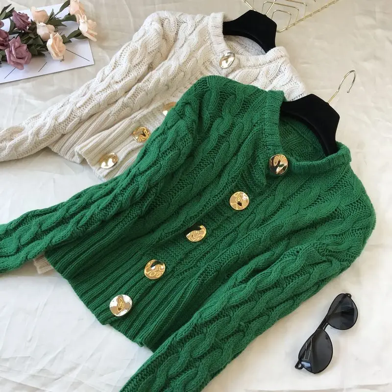 Новинка осени 2020 модный Свободный вязаный женский свитер с длинным рукавом