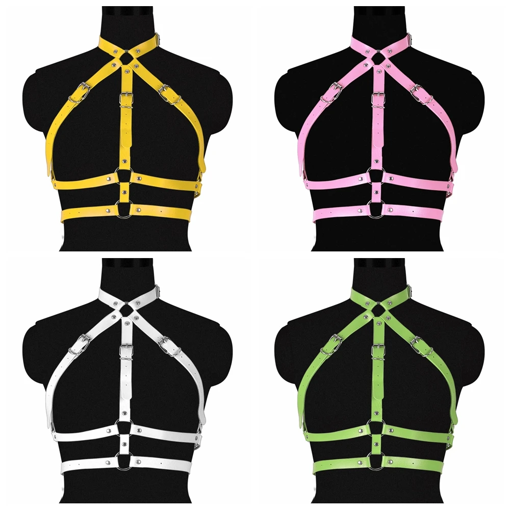 

Укороченные топы ручной работы в готическом стиле панк, кожаные ремни, фетиш, нижнее белье, сексуальное женское белье, клетка, Бралетт, банда...