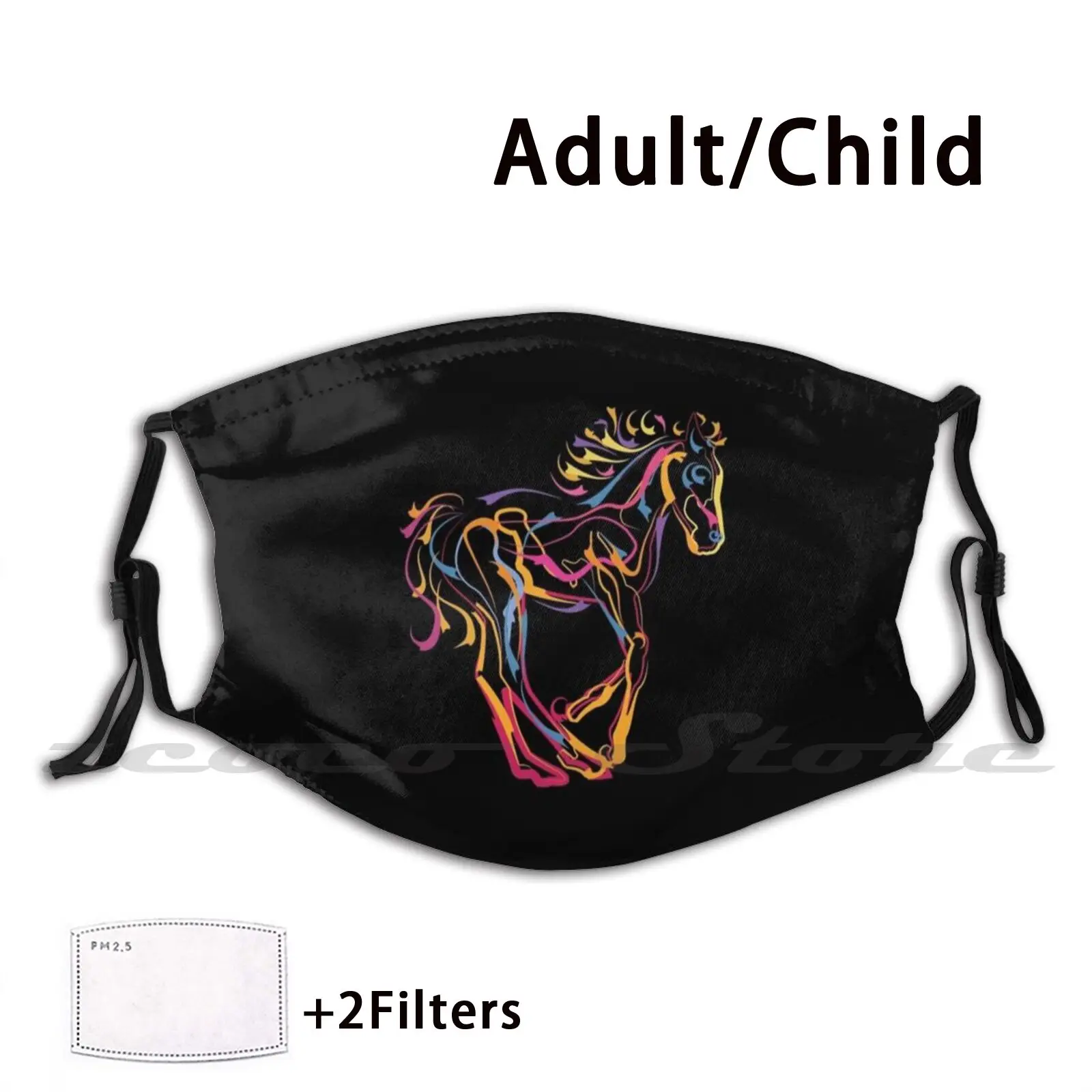 Маска в движении для взрослых и детей моющаяся фильтр Pm2.5 логотип креативные пони