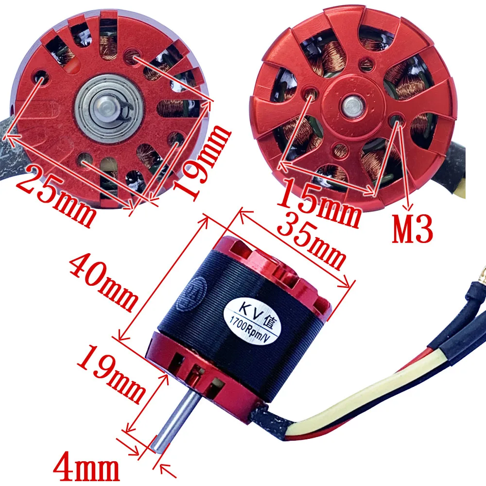 1 шт. бесщеточный двигатель мультикоптера N3536 Rc мощный источник питания 1700KV