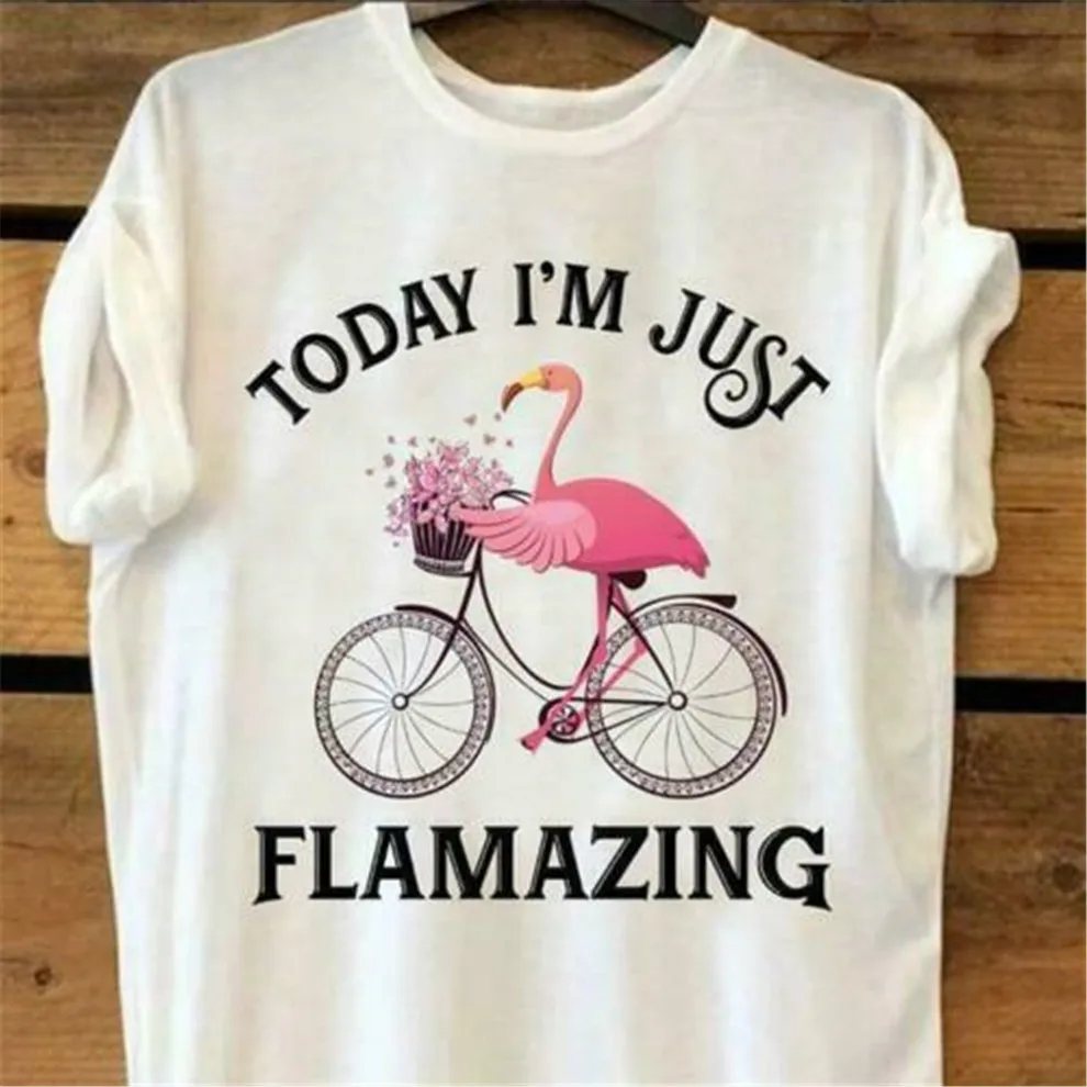 Фламинго Today I'M Just Flamazing женская футболка хлопок S 3Xl Подарочная на день