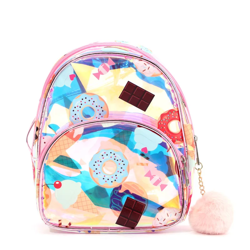 Children Backpack Jelly Kids Bag Transparent Pvc School Bags Cute Kindergarden Shoulder Pack Backpack for Girl 1 Grade Pu 10inch