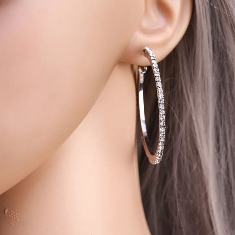 Женские круглые серьги HanCheng большие серьги-стразы Ювелирное Украшение |