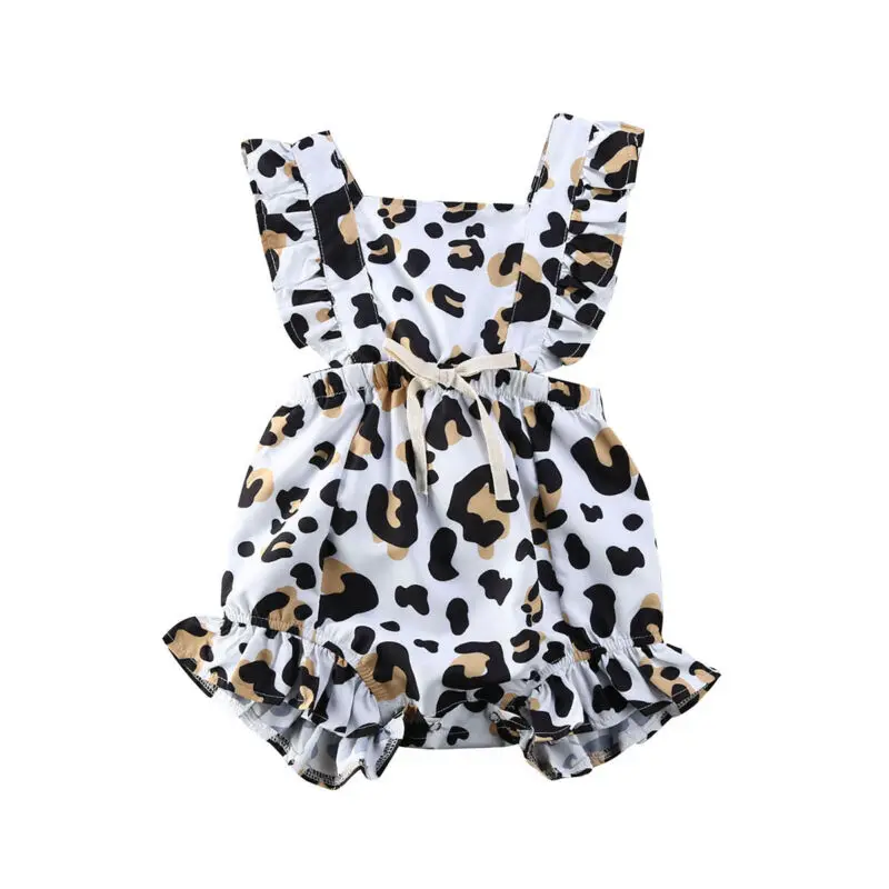 

Infant Baby Girl Summer Leopard Ruffle Romper One Piece Outfit 3-18M