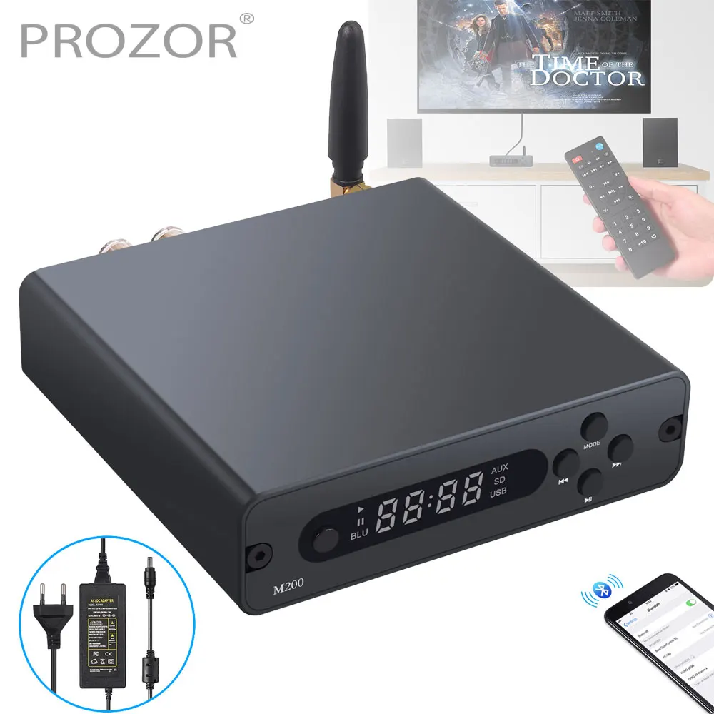 Bluetooth совместимый 192 кГц аудио усилитель Hi Fi цифровой мощности DAC оптический