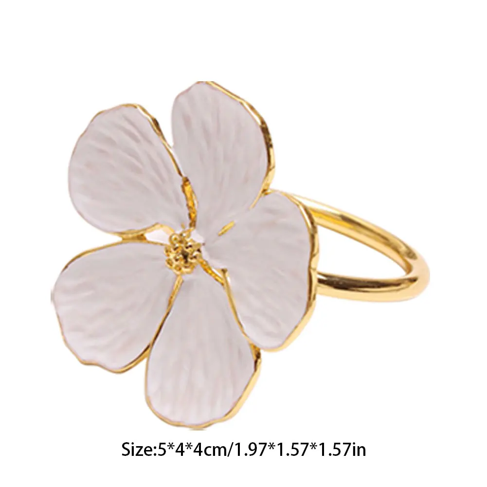 

6pcs Round Napkin Holder High-Quality Alloy Beautiful Delicate Plum Flower Petal Napkin Ring, Used For Christmas Party Dinner