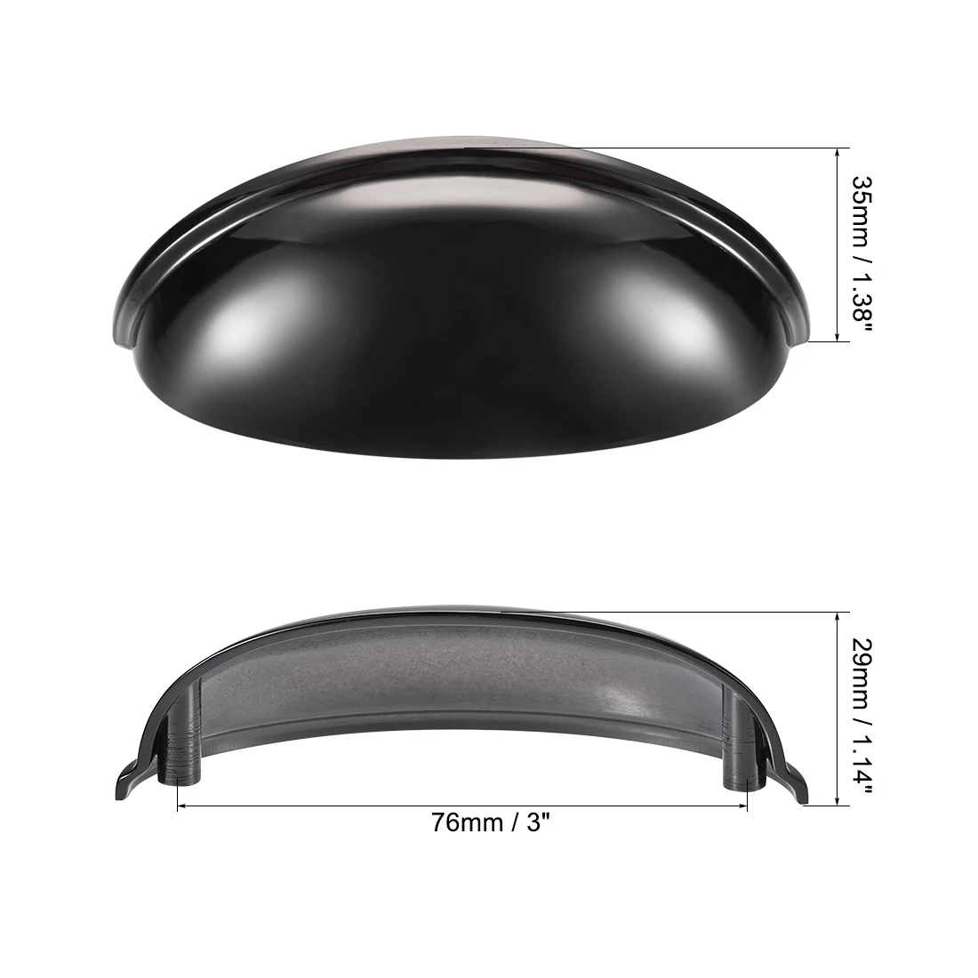 

Uxcell Cup Drawer Handle Pull, 1 Pack Bright Black, 3" Hole Centers, with M4x25 Screws for Dresser Kitchen Cabinet