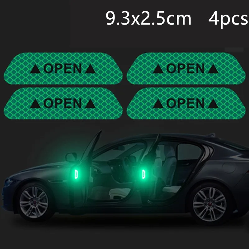 4 pieces-green Авто Дверь открытая наклейка безопасность вождения Предупреждение ющий светильник отражатель бампер полоса автомобиля Светоотражающая полоса автомобильные аксессуары для кузова - Цвет: 4 pieces-green