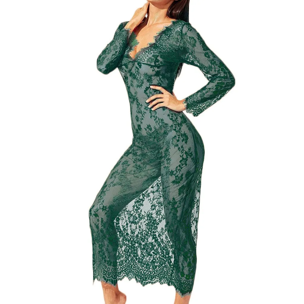 Халат-кимоно Женский атласный шелковая кружевная ночная рубашка пикантное