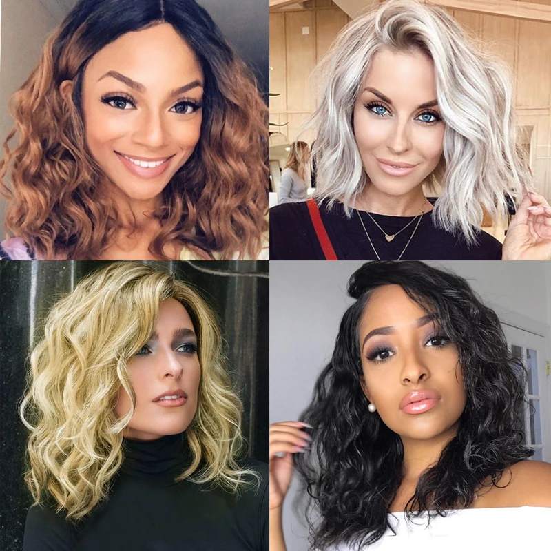 LINGHANG короткие волнистые блонд Омбре коричневые синтетические термостойкие