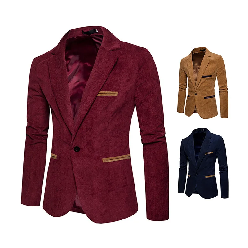 

2021 New Men's Corduroy Color Matching Casual Fashion blazer