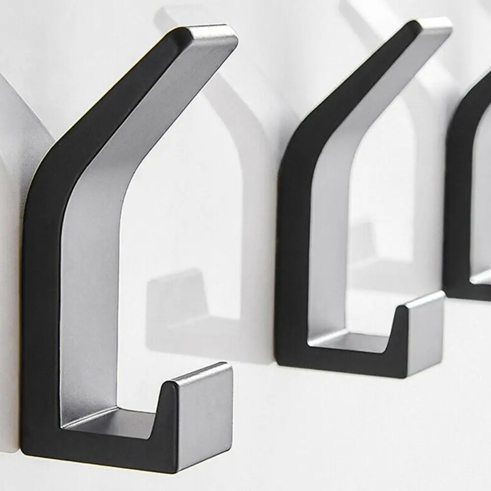 

1PCS Double Hook Black White Towel Hook For Bathroom Clothes Hook Bedroom Robe Hook Coat Hook For Livingroom Kitchen Accessories