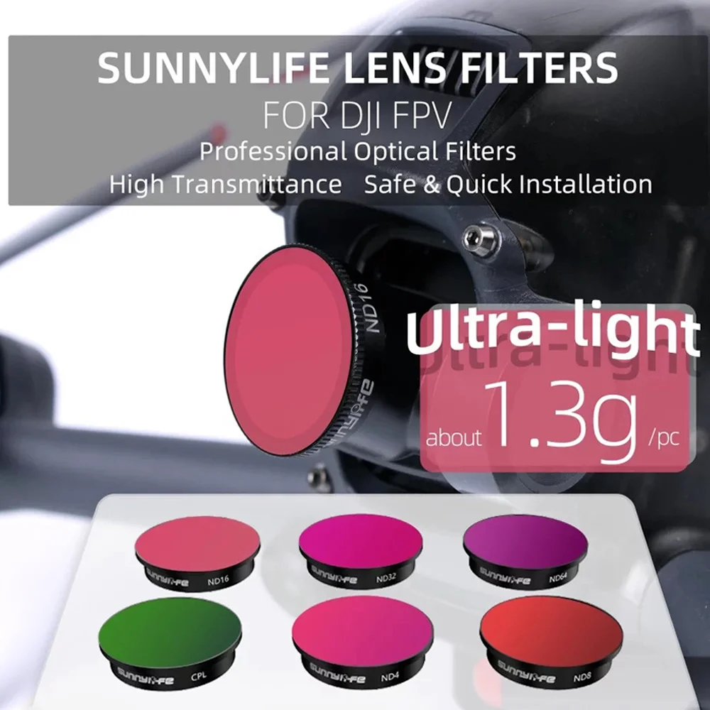

6pcs Ultra-light Lens Filter Combo for DJI FPV CPL Filters ND4 ND8 ND16 ND32 ND64 Scratch-proof Optical Glass Lenses Accessories