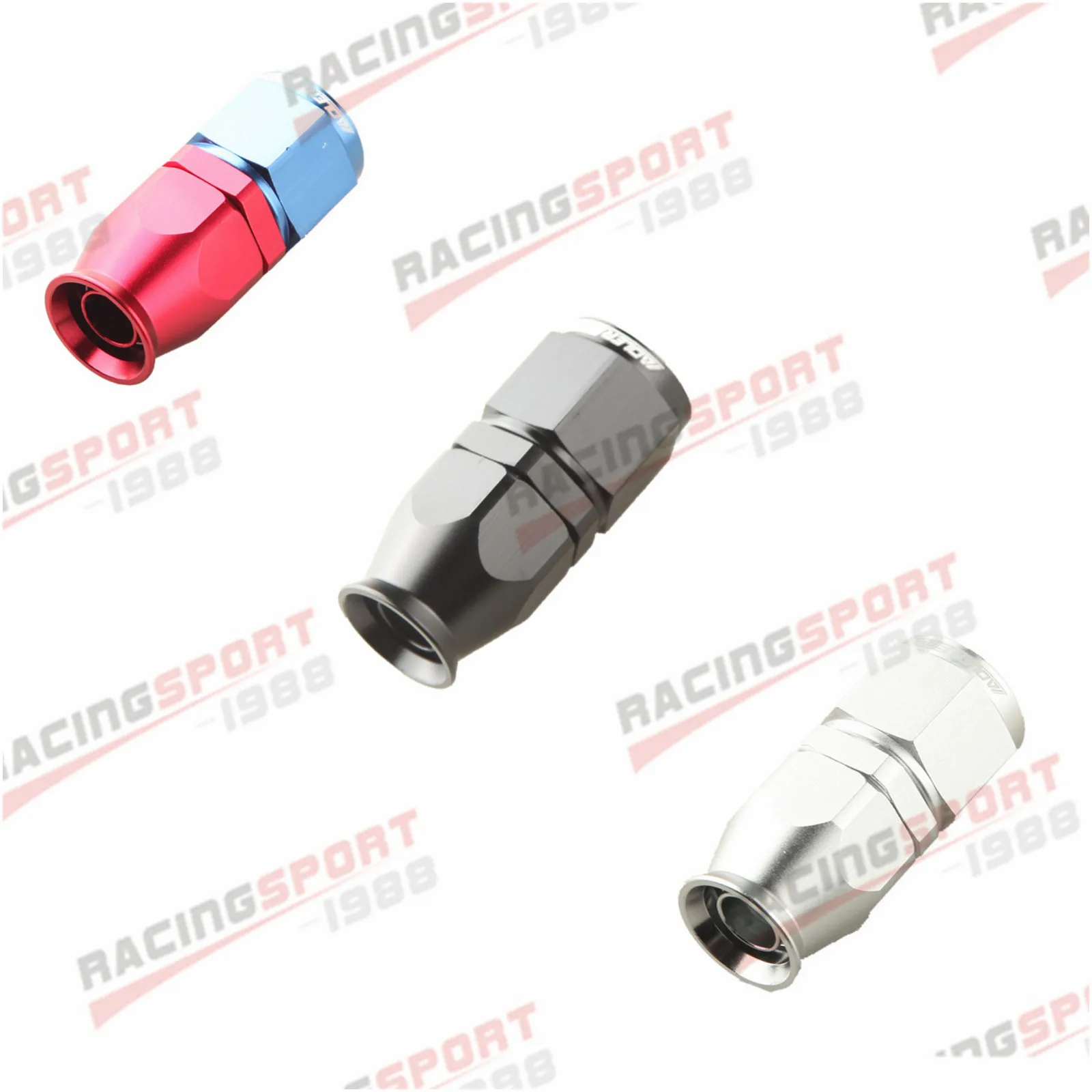 

ADLERSPEED AN8 8AN AN-8 Straight PTFE Swivel Hose End Fitting Fuel Line Aluminum Silver/Red-Blue /Black