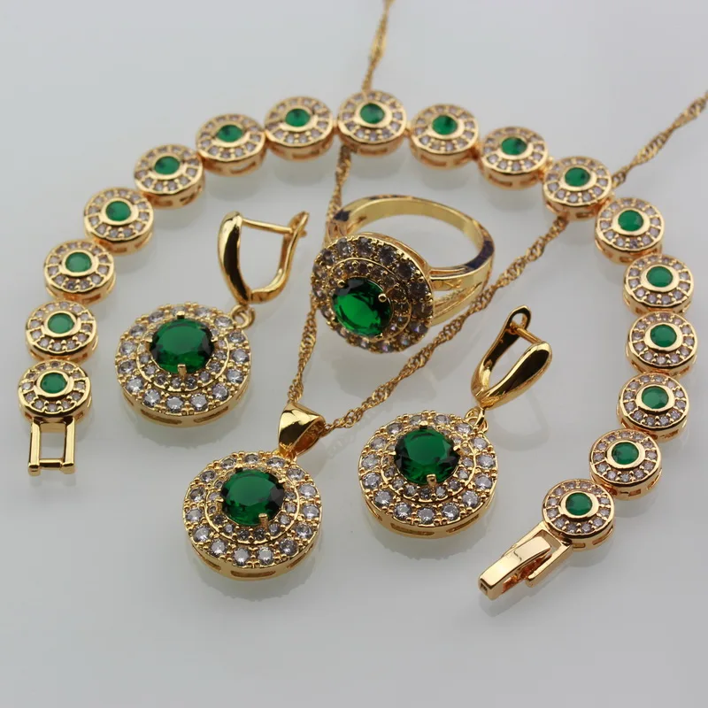 Женский комплект украшений в африканском стиле из желтого золота с натуральным