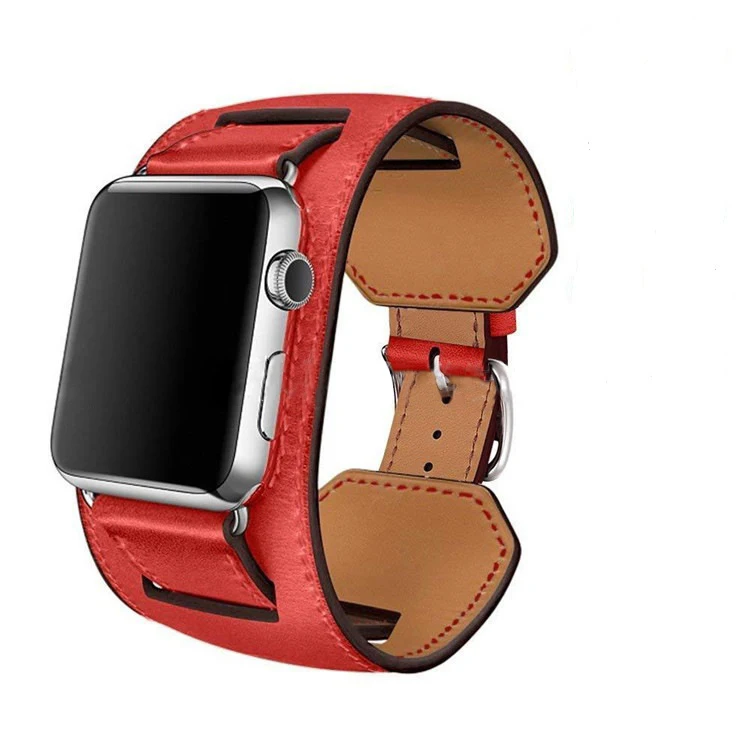 Наручный ремень для Apple Watch, ремешок-манжета, кожаный ремешок, 42 мм, 38 мм, 40 мм, 44 мм, браслет для iWatch, ремешок серии 5, 4, 3, 2, 1 - Цвет ремешка: Red 9