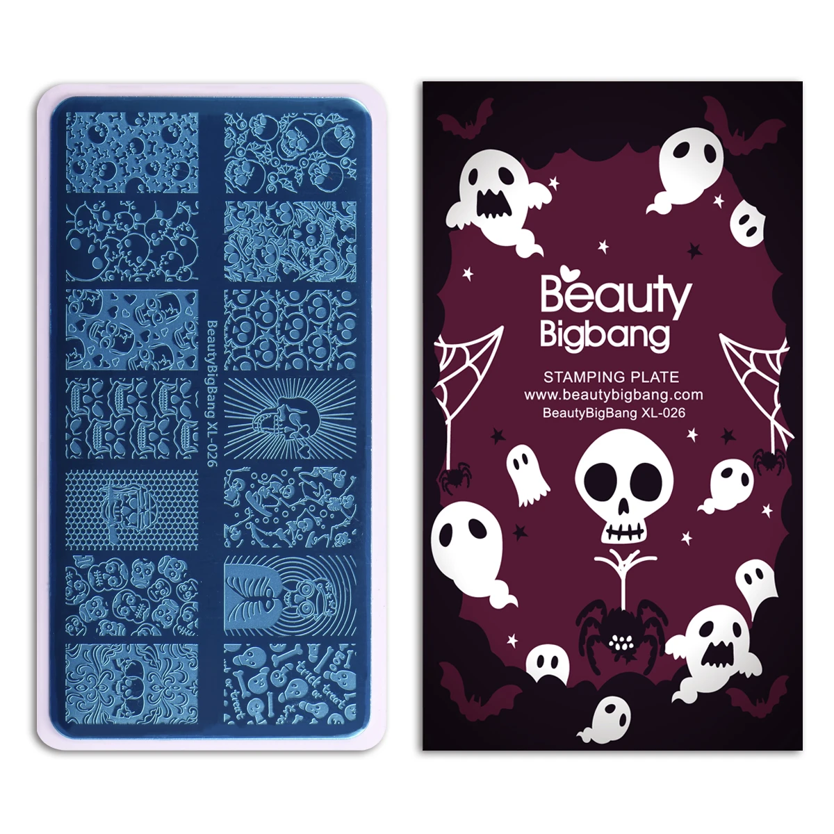 

BeautyBigBang XL-026 6*12cm Halloween Skull Rectangle Templates Manicure Nail Art Stainless Steel Stamping Plate