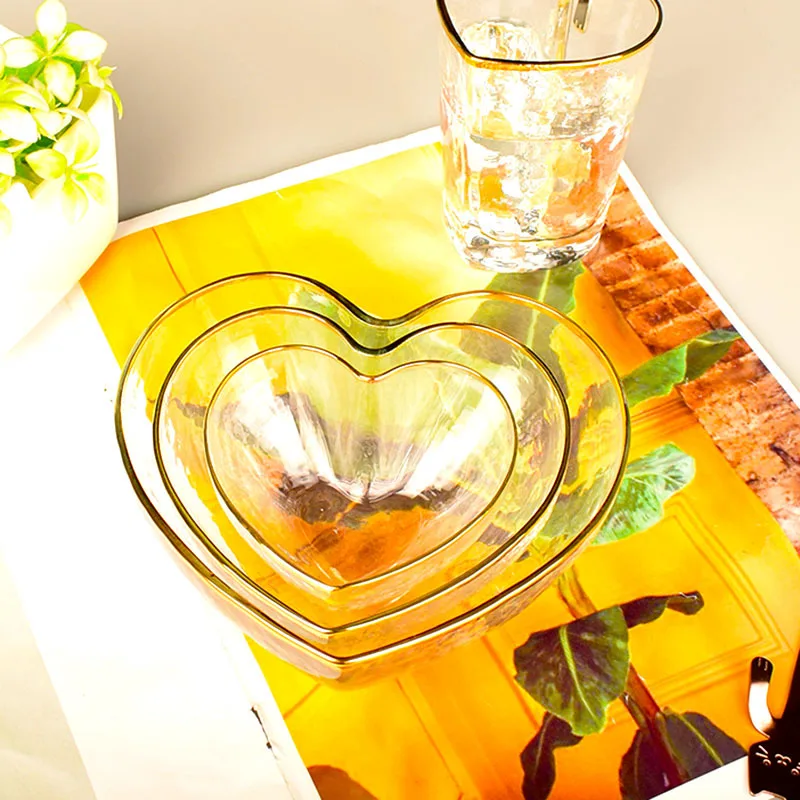 Бессвинцовая хрустальная стеклянная чаша в форме сердца креативная салатница из