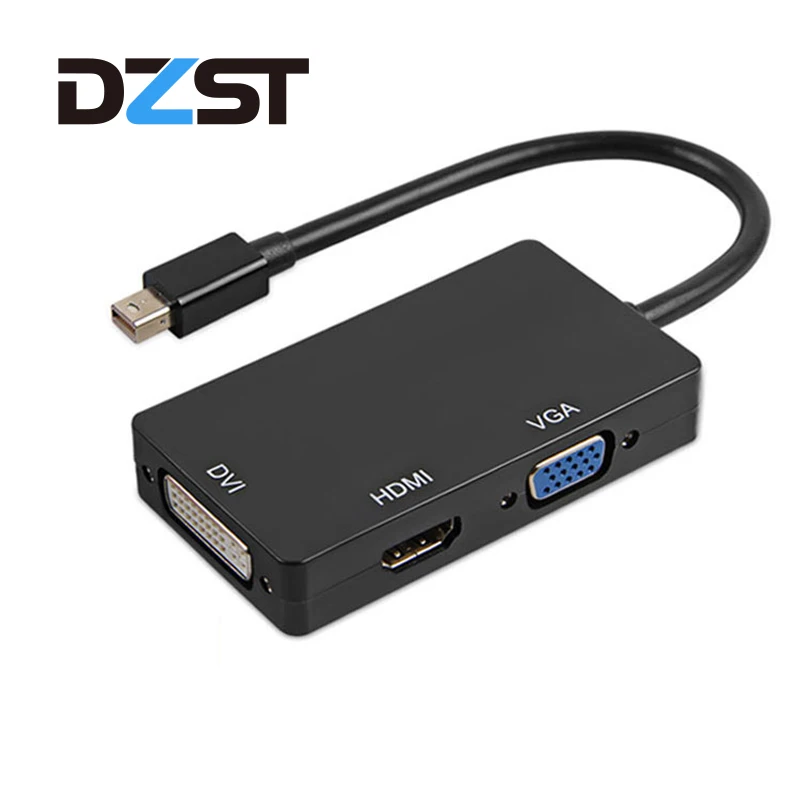 DZLST Mini DP к HDMI-совместимый DVI VGA адаптер 3 в 1 концентратор 1080P видео конвертер для iMac