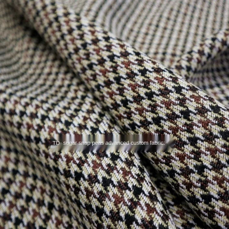 Элегантная классическая осенне зимняя ткань с рисунком гусиные лапки окрашенная