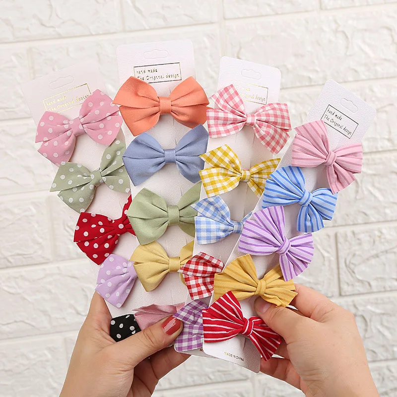 

5 Pcs Dots Lattice Hair Bows For Baby Girl Hair Clips Kids Hair Acesssories Sweet Boutique Hairpins Barrettes Headwear wholesale