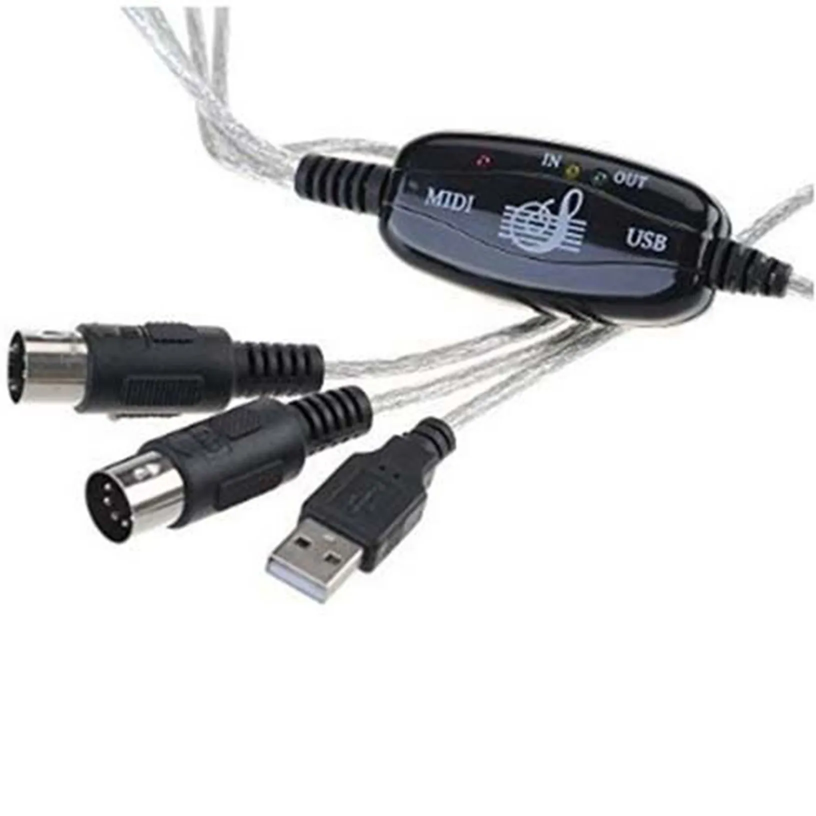 

USB IN-OUT MIDI Cable Converter PC to Music Keyboard Adapter Cord