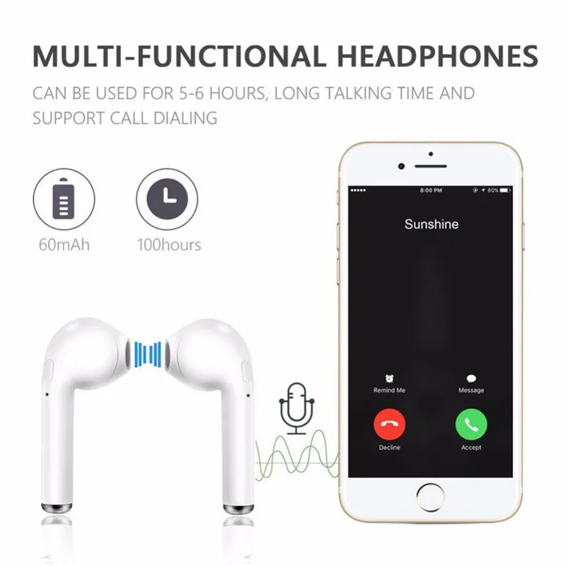

i7s TWS Bluetooth5.0 Wireless Earphones Business Headset Waterproof Sport Earbuds Mini Music Headphones For Xiaomi Iphone Huawei