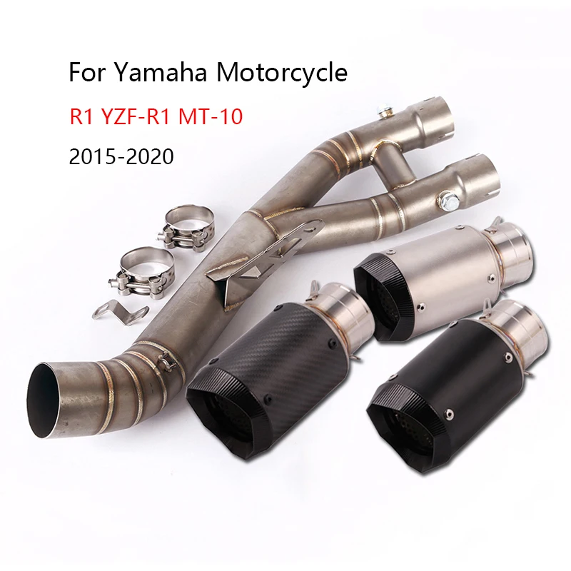 

Для Yamaha YZF-R1 R1 MT-10 2015-2023 комплект выхлопных газов для мотоцикла Mid Link Pipe Slip On 60,5 мм глушители No DB Killer Escape 180 мм