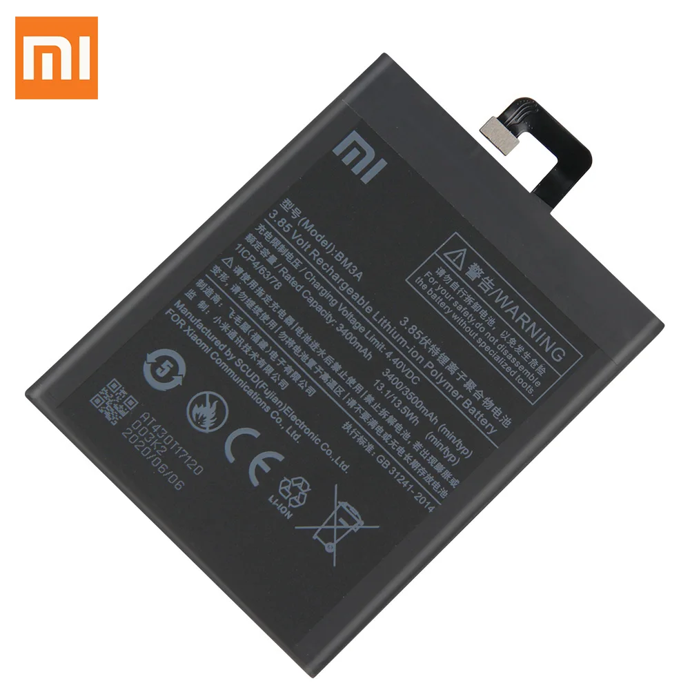 100 original xiaomi bm3a replacement battery for xiaomi mi note 3 mi note3 3300mah large capacity phone battery free tools free global shipping