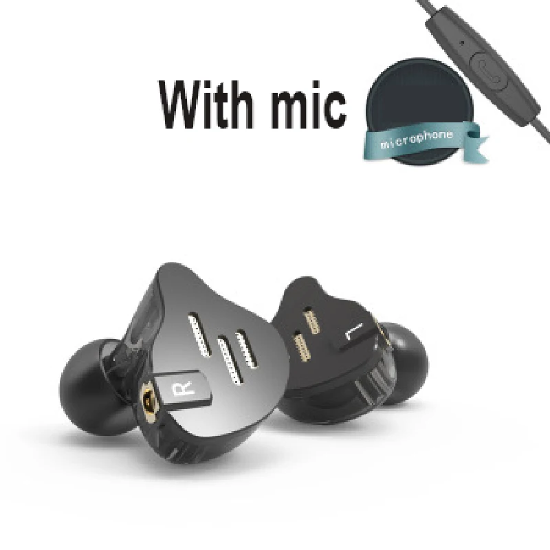 Black with mic PHB Hybrid HIFI 1BA+ 1DD наушники-вкладыши Сменные машины спортивный провод гарнитура наушники - Color: Black with mic