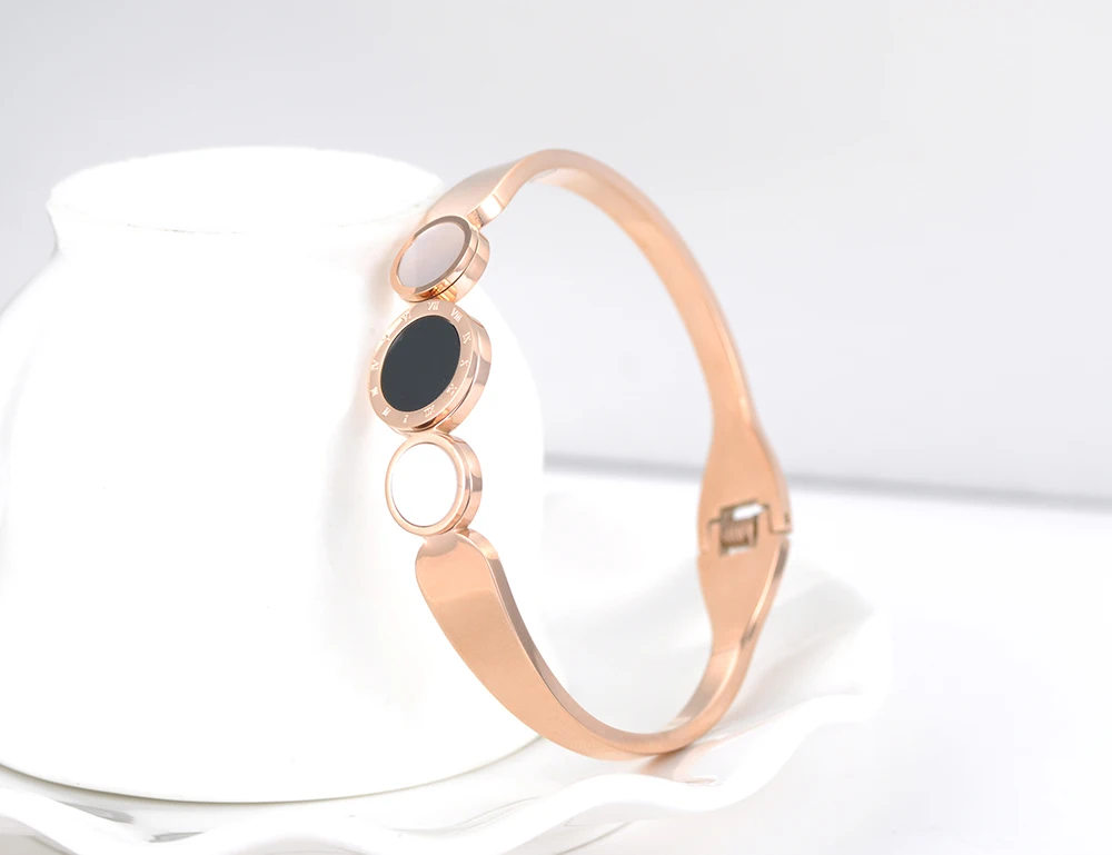 Lokaer модные Titanium стали римские цифры Bracelets & Bangles роскошный обручальные кольца
